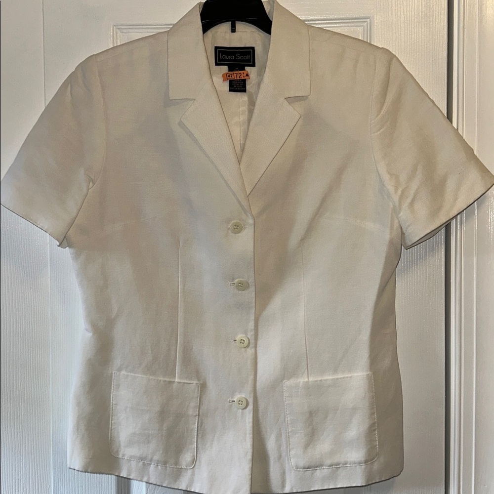 Laura Scott Cream Short Sleeve Jacket